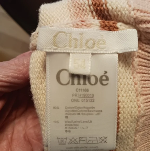 Chloé Pink and Yellow Knit Beanie Hat Logo - Picture 4 of 4